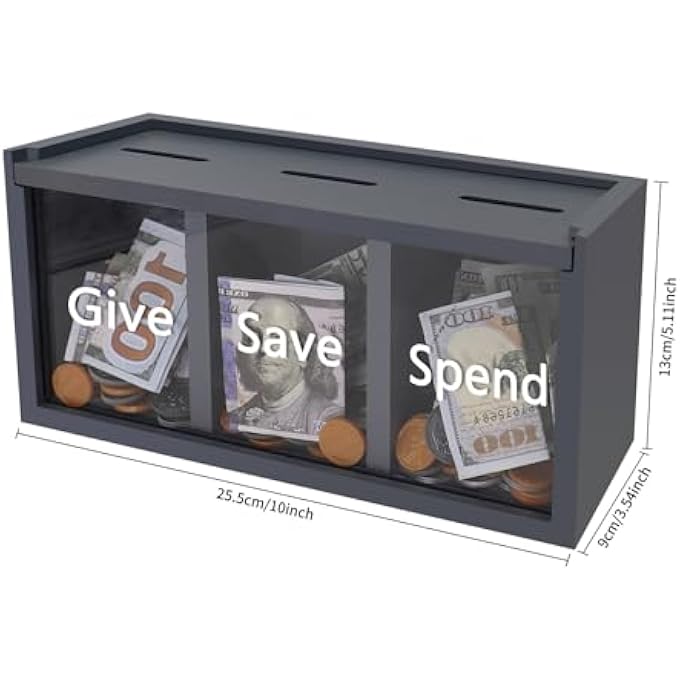 rayihni حصالة للأطفال: ادخر، وفر، وقدم، صندوق حصالة لتوفير النقود للأطفال، آمن للأطفال، علم الأطفال عن العطاء وتوفير المال، صندوق حصالة للأطفال الأولاد والبنات، أزرق - Image 2